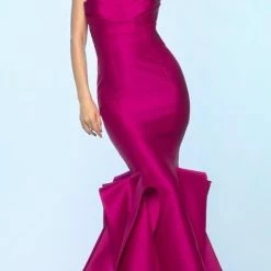 Nicole Bakti Strapless Ruffle Accent Gown Dresses