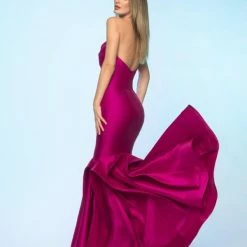 Nicole Bakti Strapless Ruffle Accent Gown Dresses