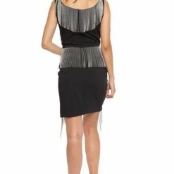 Nicole Bakti V Neck Assymetrical Fringe Short Dress Birthday Suit