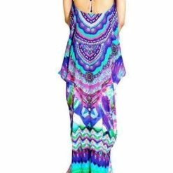Shahida Parides Parides Sarina Blue Lace Up Kaftan Dresses