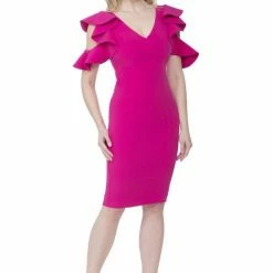 The 9-5 Shop Posh Couture Cold Shoulder Ruffle Sleeve Dress