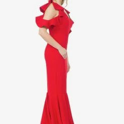 Dresses Posh Couture Cold Shoulder Ruffle Sleeve Dress
