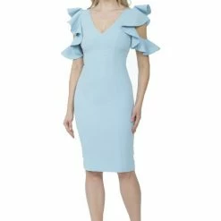 The 9-5 Shop Posh Couture Cold Shoulder Ruffle Sleeve Dress