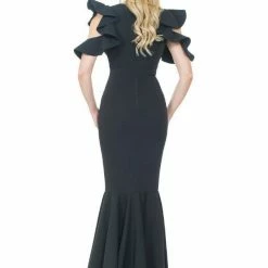 Dresses Posh Couture Cold Shoulder Ruffle Sleeve Dress