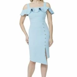 The 9-5 Shop Posh Couture Cold Shoulder Ruffled Side Slit Dress