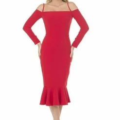 Posh Couture Off Shoulder Long Sleeve Gown