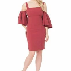 The 9-5 Shop Posh Couture Square Neck Bell Sleeve Dress