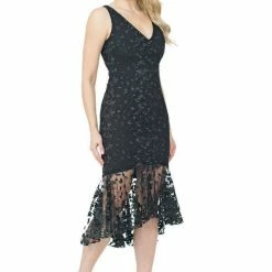 Posh Couture V Neck Embroidered Lace Dress Dresses