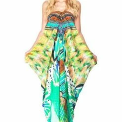 Shahida Parides Aqua Avatar Lace Kaftan Long Dress Dresses