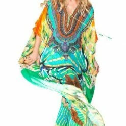 Shahida Parides Aqua Avatar Lace Kaftan Long Dress Dresses