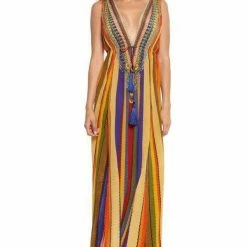 Summer Lovin' Shahida Parides Multicolor Stripe Rainbow Maxi Dress