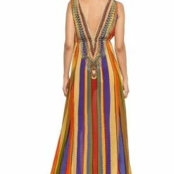 Summer Lovin' Shahida Parides Multicolor Stripe Rainbow Maxi Dress