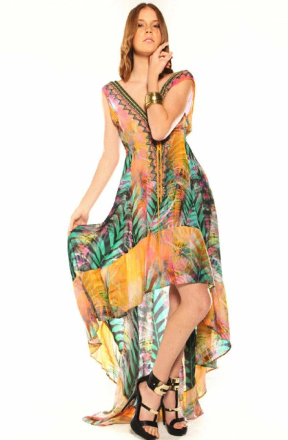 Shahida Parides Queen Palm High Low Dress