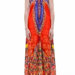 Dresses Shahida Parides Red Tribal Print Maxi Dress