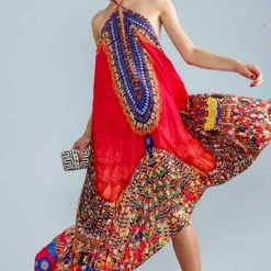 Dresses Shahida Parides Red Tribal Print Maxi Dress