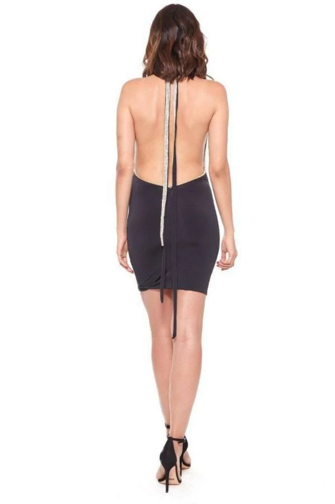 Birthday Suit Vie Sauvage Ferrah Deep-V Crystalized Halter Dress