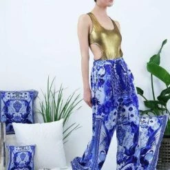 Best Sellers Shahida Parides Blue And White Chinoiserie Straight Leg Pants