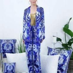 Best Sellers Shahida Parides Blue And White Chinoiserie Straight Leg Pants