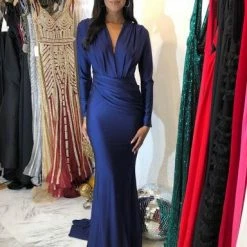 Influencer Style Jessica Bara Brunney Long Sleeve Gown