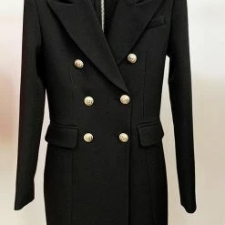 The 9-5 Shop Jessica Bara Anisa Gold Button Blazer Dress