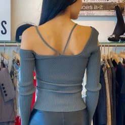 Jessica Bara Levi Off The Shoulder Long Sleeve Top