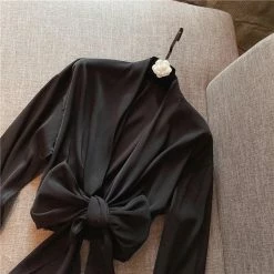 Jessica Bara Brodie Long Sleeve Bowknot Crop Top Reve Doll Essentials