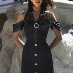 Jessica Bara Remington Lace Crystal Mini Dress Dresses