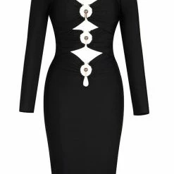 Jessica Bara Kazzie Long Sleeve Cut Out Midi Dress