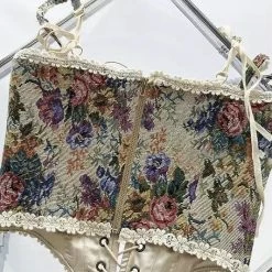 Influencer Style Jessica Bara Antonette Floral Lace Up Corset Top