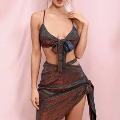 Jessica Bara Adaya Crop Top And Skirt Two Piece Set