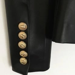 Jessica Bara Bonnie Leather Button Blazer