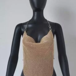 Jessica Bara Reed Chain Halter Top Tops