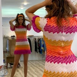 Influencer Style Jessica Bara Aura Striped Mini Dress With Matching Headband