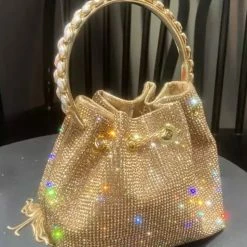 Jessica Bara Zenon Rhinestone Circular Bucket Purse