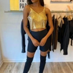 Jessica Bara King Chainmail Cropped Tank Top