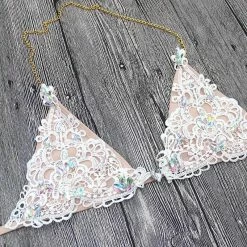 Jessica Bara Linda Lace Rhinestone Bikini Set Influencer Style