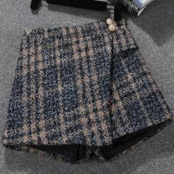 Jessica Bara Jesse Plaid Tweed High Waisted Skort Bottoms