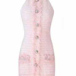 Jessica Bara Lolette Rhinestone Tweed Mini Dress