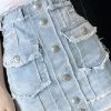 Jessica Bara Harlem High Waisted Distressed Denim Mini Skirt Reve Doll Essentials