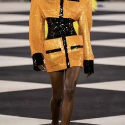 Jessica Bara Raquel Sequin Color Block Mini Dress