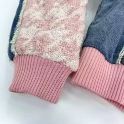 Jessica Bara Darlene Gold Button Pink Patchwork Denim Jacket