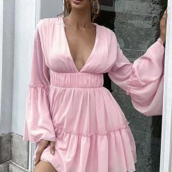 Jessica Bara Kaiden Long Sleeve V Neck Mini Dress Summer Lovin'