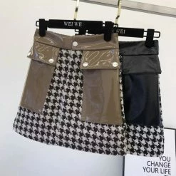 Jessica Bara Carrie Houndstooth Patent Leather Mini Skirt