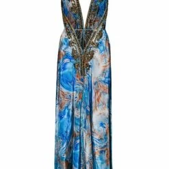 Kareena French Riviera Halter Neck Embellished Maxi Dress