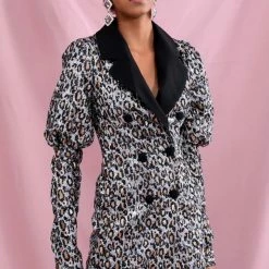 Jessica Bara Sami Sequin Leopard Blazer Mini Dress Influencer Style
