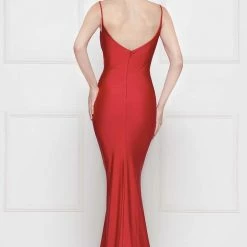 Colors Dress Fitted Plunging With Slit Dress The Event Shop