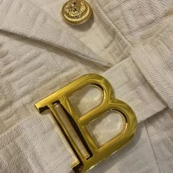 The 9-5 Shop Jessica Bara Bryson Gold Button Belted Blazer