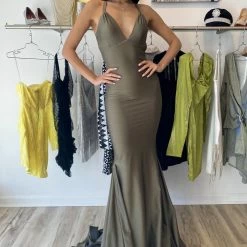 Atria V Neck Backless Bodycon Gown The Event Shop