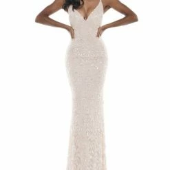 The Event Shop Colors Dress Beaded Strappy Back Gown