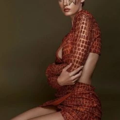 Jessica Bara Delaney Cut Out Long Sleeve Mini Dress